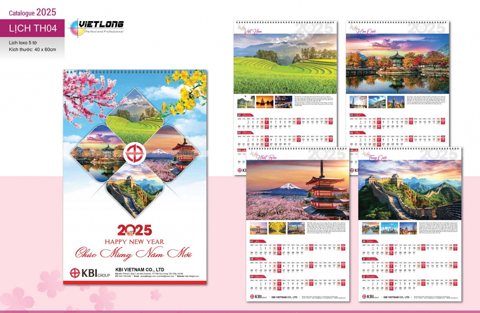 Kích thước lịch treo tường 5 tờ
