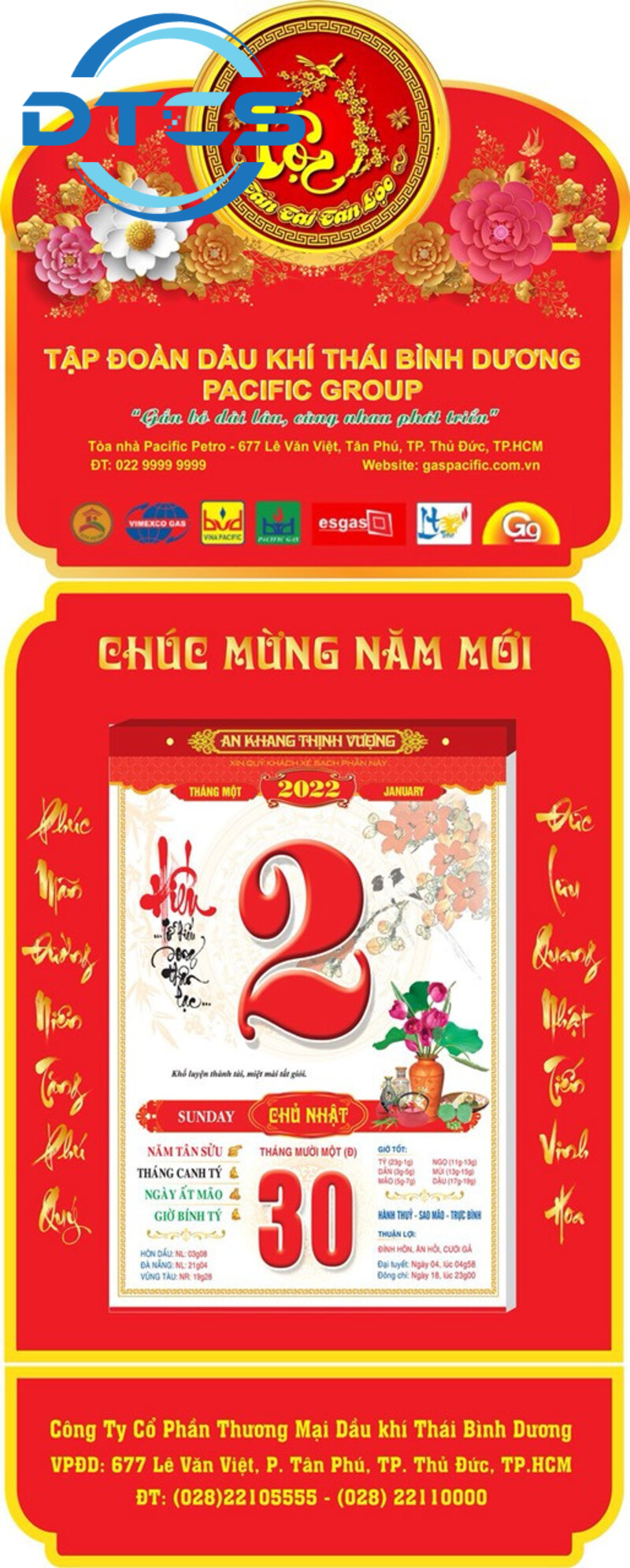 DTCS nhận thiết kế in lịch tết Bến Cát, Bình dương cho Tập đoàn Dầu khí Thái Bình Dương