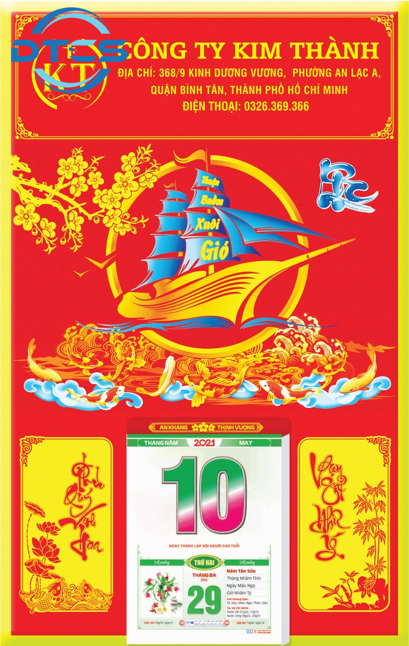 DTCS nhận in lịch tết Thuận An, Bình Dương cho công ty Kim Thành