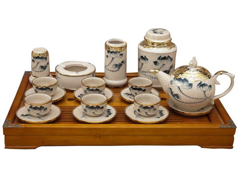 Ấm Chén Men Rạn 9 Ấm chén men rạn hoa văn