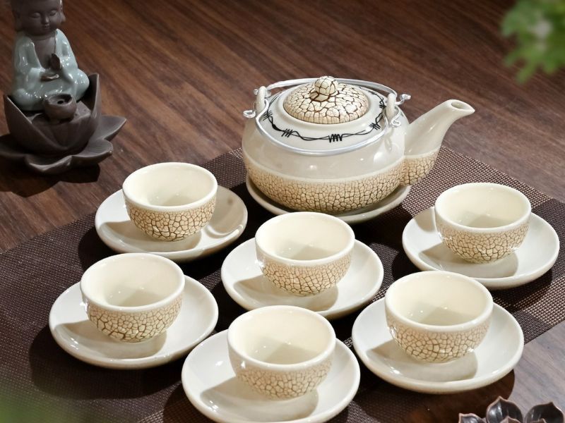 Ấm Chén Men Rạn 10 Ấm chén men rạn đơn sắc