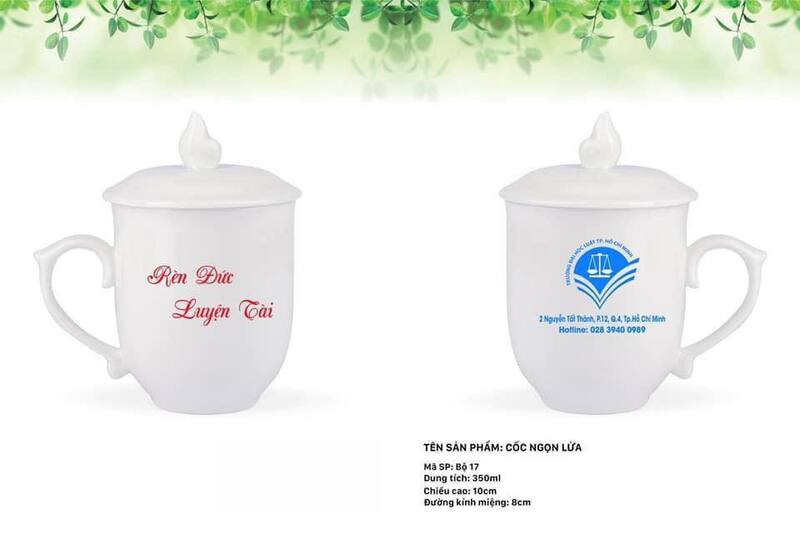 Ly sứ in logo có nắp đậy giá rẻ