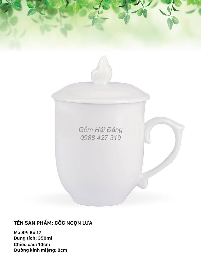 Ly sứ trắng 10.5cm có nắp