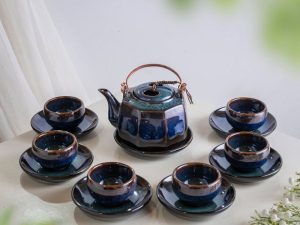 Bộ ấm chén men sữa hỏa biến các dáng ấm