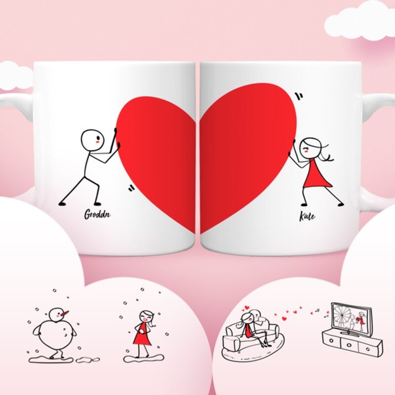 Mẫu Ly Sứ Đẹp 18 Ly sứ đôi hình trái tim